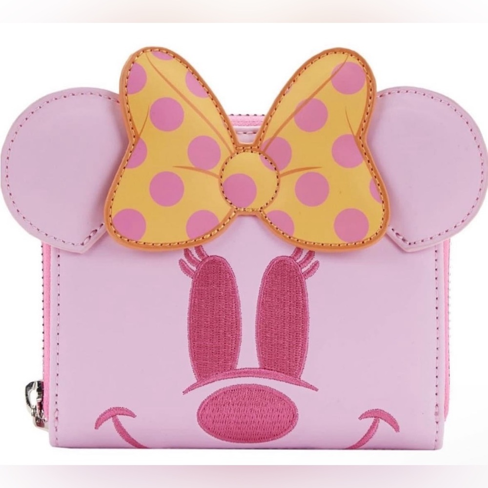 Loungefly Pastel Ghost Minnie Mouse Glow-in-the-Dark Zip Around Wallet NWT